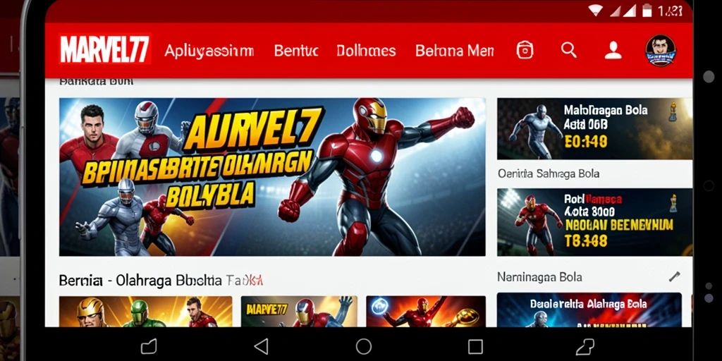 Tampilan antarmuka aplikasi MARVEL77 dengan berita olahraga bola terkini.