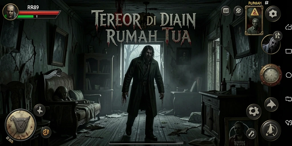 Antarmuka RR89 saat menjelajahi rumah angker.