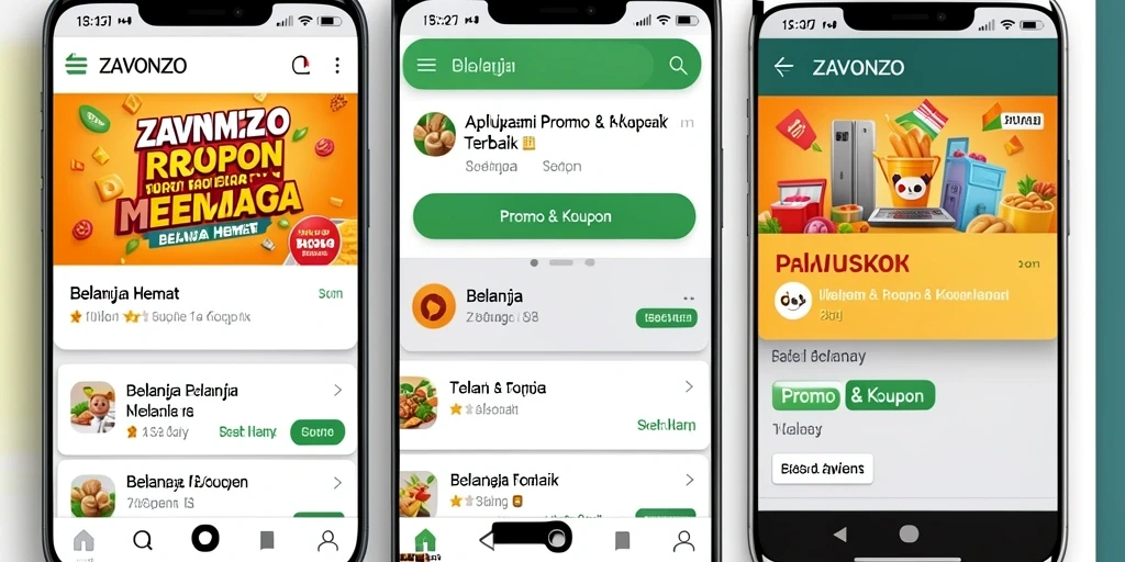 Tampilan antarmuka ZAVONZO yang menarik dan fungsional untuk promo dan kupon.