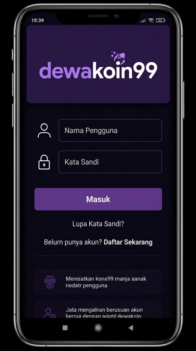Tampilan halaman login dewakoin99
