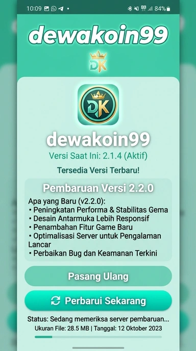 Tampilan riwayat versi dewakoin99